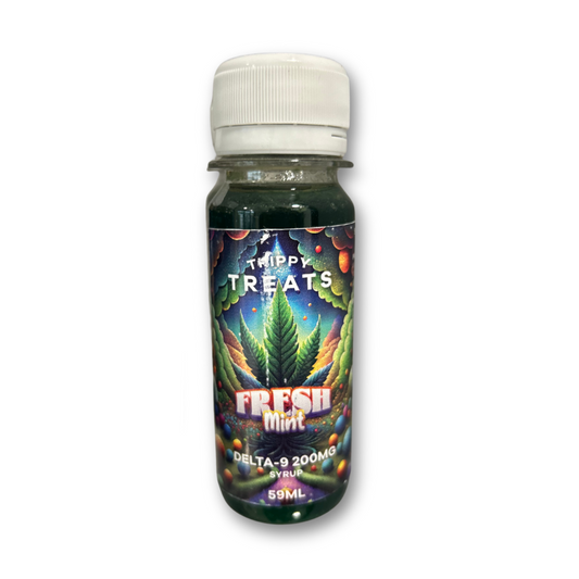 Flacon de sirop Delta9 THC 200mg à la menthe – effets puissants