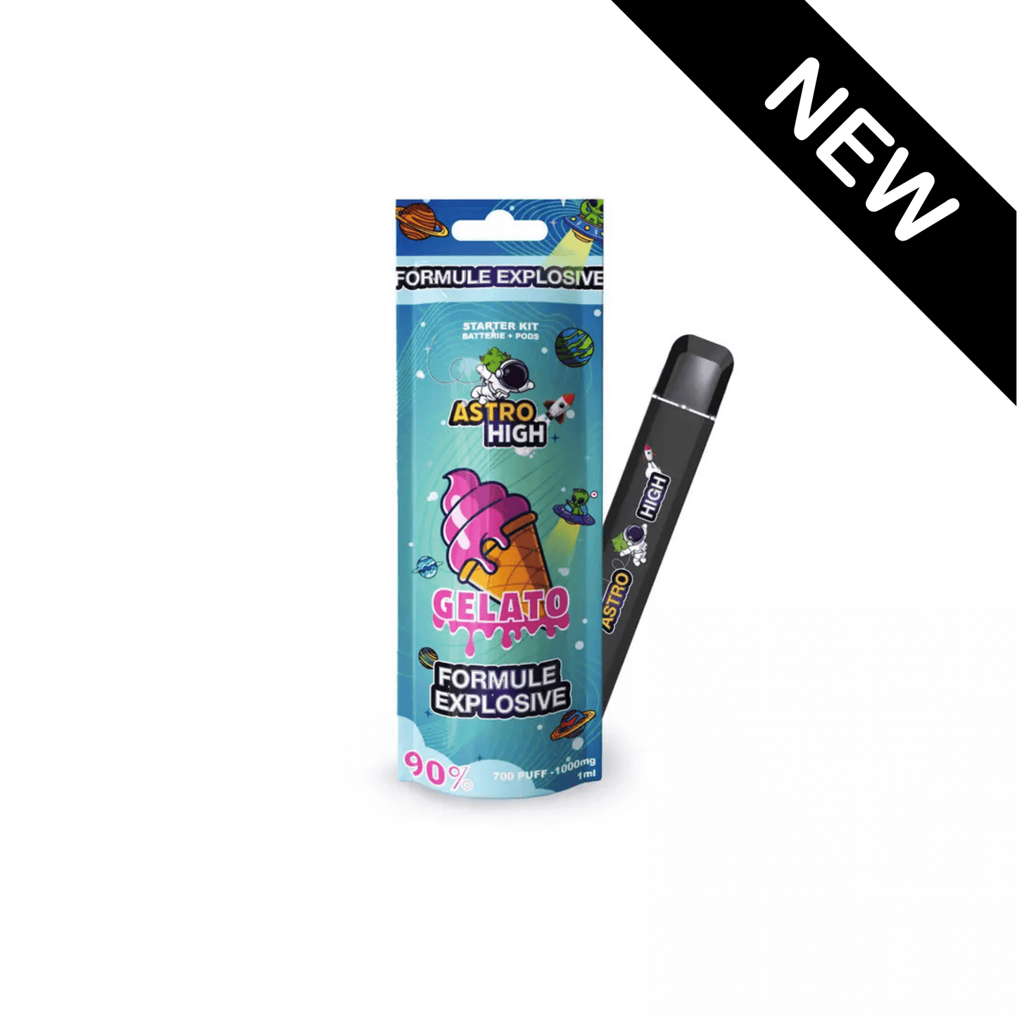 Vape pen Astro High HE 90% rechargeable arôme Gelato